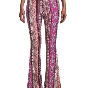 Women's Pink Paisley Flared Pants